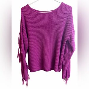 Women's Purple Sweater with Fringe Details
